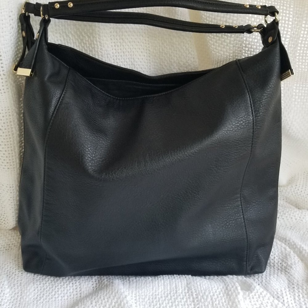 Black Leather Tote Bag Size LARGE